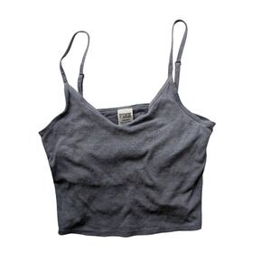 PINK Victoria's Secret Ribbed Grey Cami Tank Top Adjustable Straps Women's L